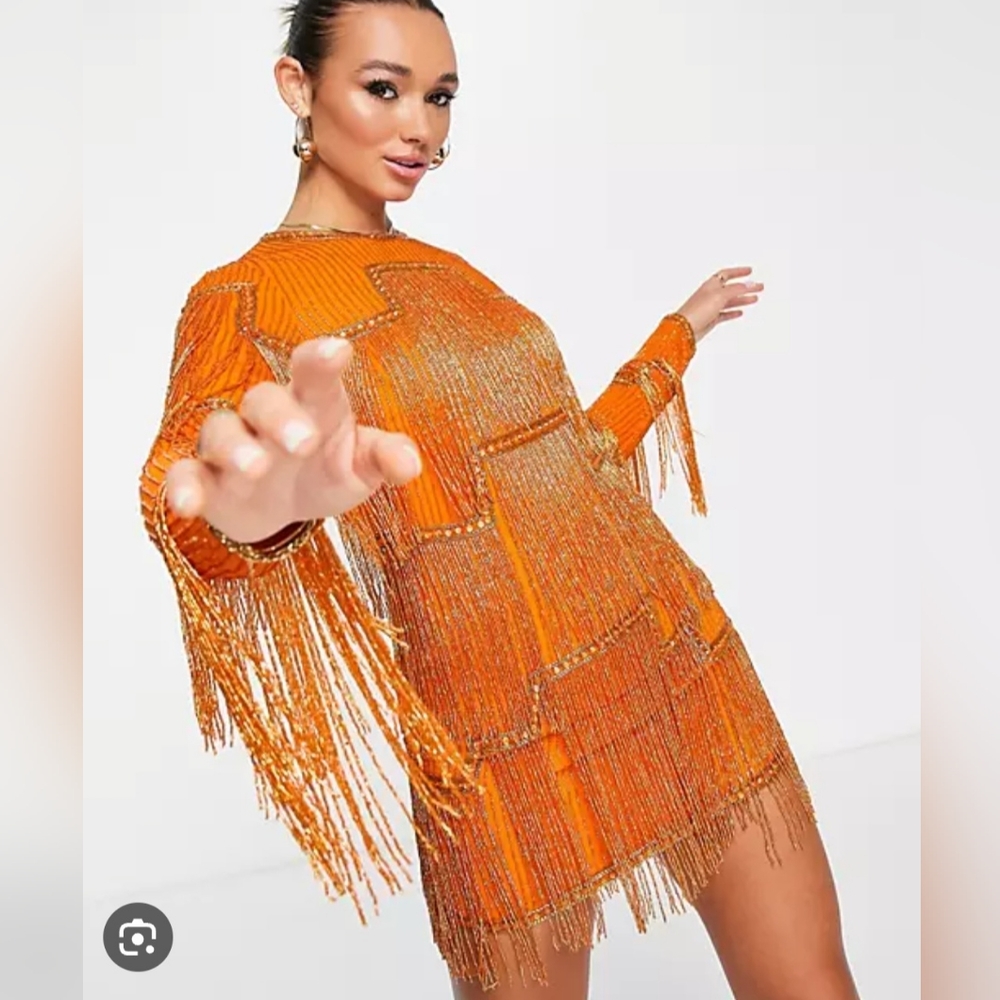 Orange Fringe Dress